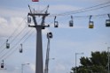 Koelner Seilbahn Gondel blieb haengen Koeln Linksrheinisch P134